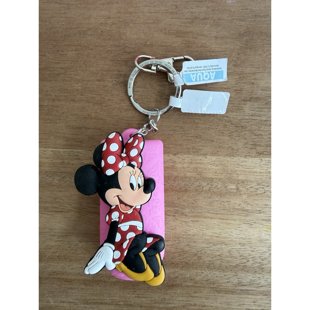 Disney Parks Minnie Mouse Empty Hand Sanitizer Holder Keychain Pink NWT